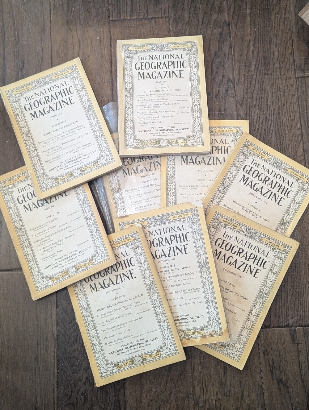 1922 National Geographic 9 Magazines